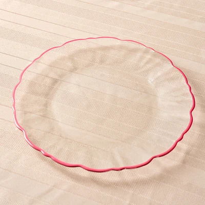 Elegance Pink Rim Dessert Plat - 21cm