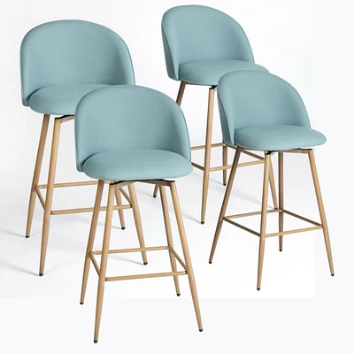 Modern Fabric Counter Barstools, Set of 4 - Blue