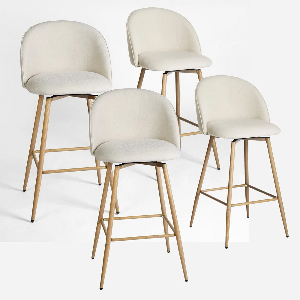 Modern Fabric Counter Barstools, Set of 4 - Beige