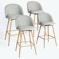 Modern Fabric Counter Barstools, Set of 4 - Grey