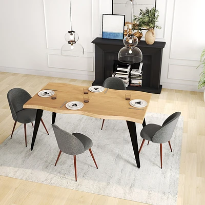 5-Piece Dining Set Natural Wood Table With Haven Grey Chairs