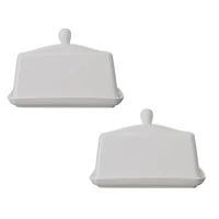 Maxwell & Williams Set of 2 White Basics Covered Butter Dishes