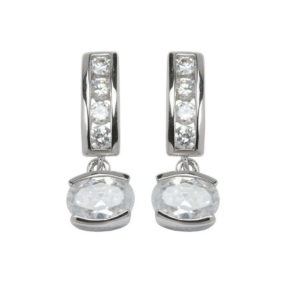 ELLE Sterling Silver & Cubic Zirconia Oval Drop Earrings