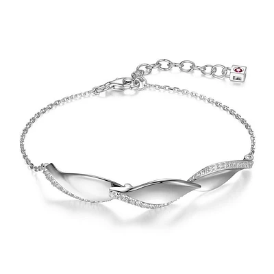 ELLE Sterling Silver & Cubic Zirconia Leaf Bracelet