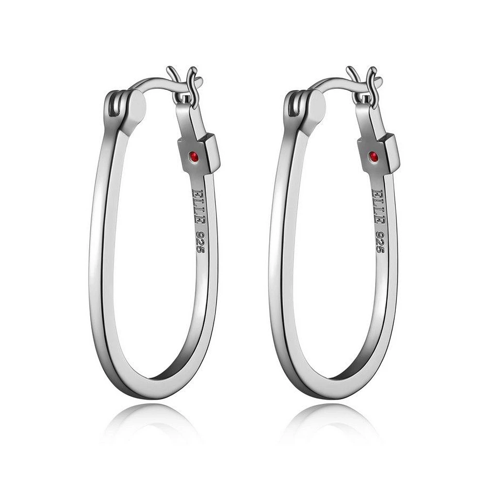 Boucles d'oreilles ELLE « Oval Hoop » en argent sterling poli