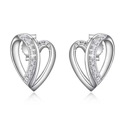 ELLE Sterling Silver & Cubic Zirconia Overlap Heart Stud Earrings