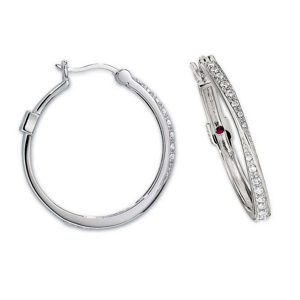 Boucles d'oreilles ELLE « Twisted Hoop » en argent sterling et oxyde de zirconium cubique 28 mm