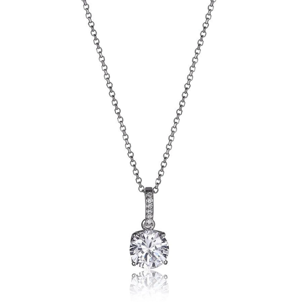Reign Sterling Silver & Cubic Zirconia Round Solitaire Pendant Necklace