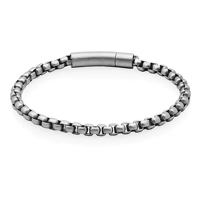 STEELX Stainless Steel 5mm Matte Round Box Chain Bracelet 8.5"