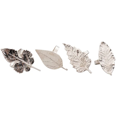 Elegance Set of 4 Assorted Leaf Napkin Rings