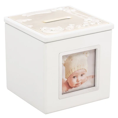Elegance White Block Bank with Photo Frame