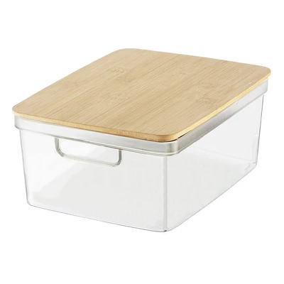 Oggi Storage Bin with Bamboo Lid - 10 x 8 x 4"