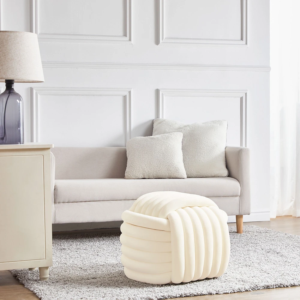 JESSICA Knot Ottoman - Ivory