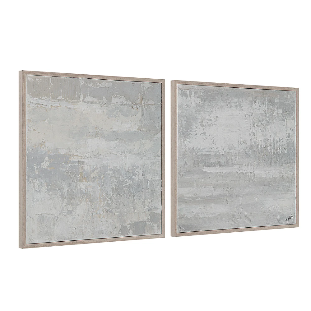 Heleni 30" Wide Canvas Art with Wood Frame, Cream