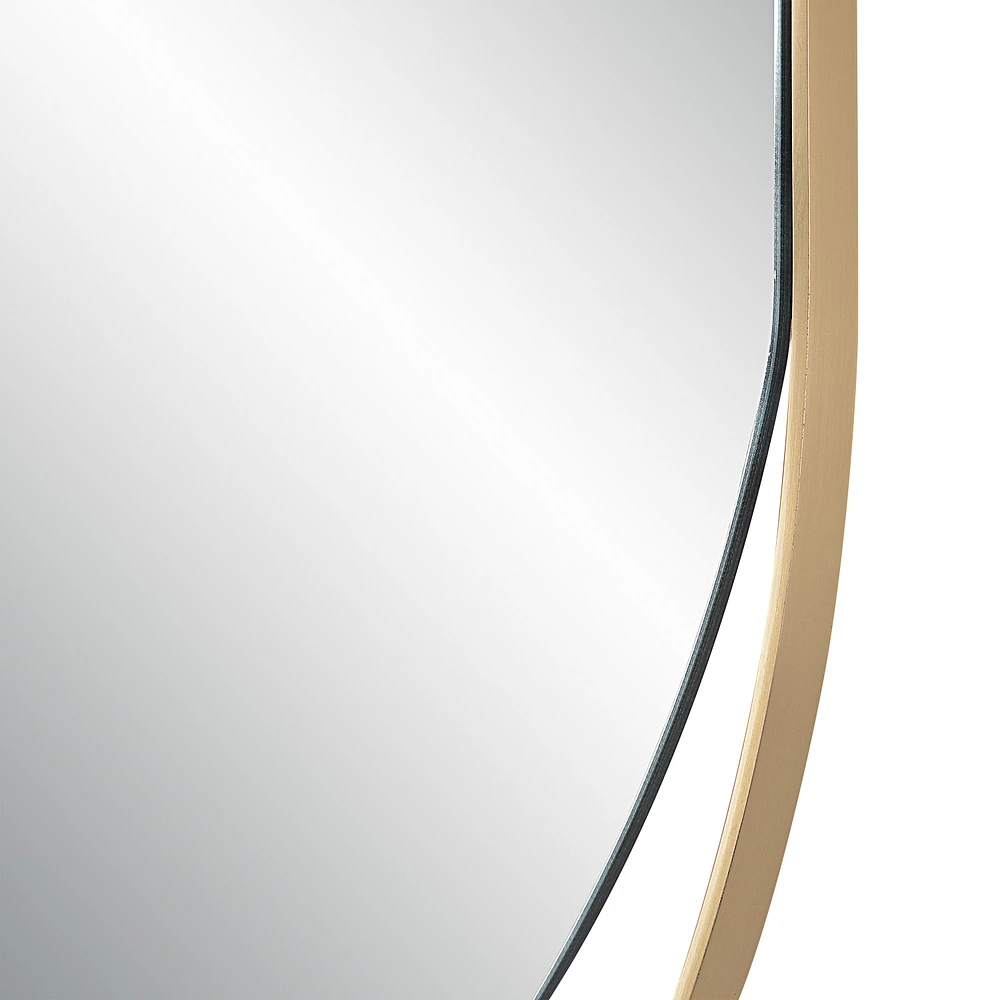 Ecru 40" Tall Pill Oval Mirror, Satin Brass