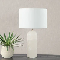 Ixia 25" Tall Plated Antique Brushed Brass Iron Table Lamp with Drum Linen Shade