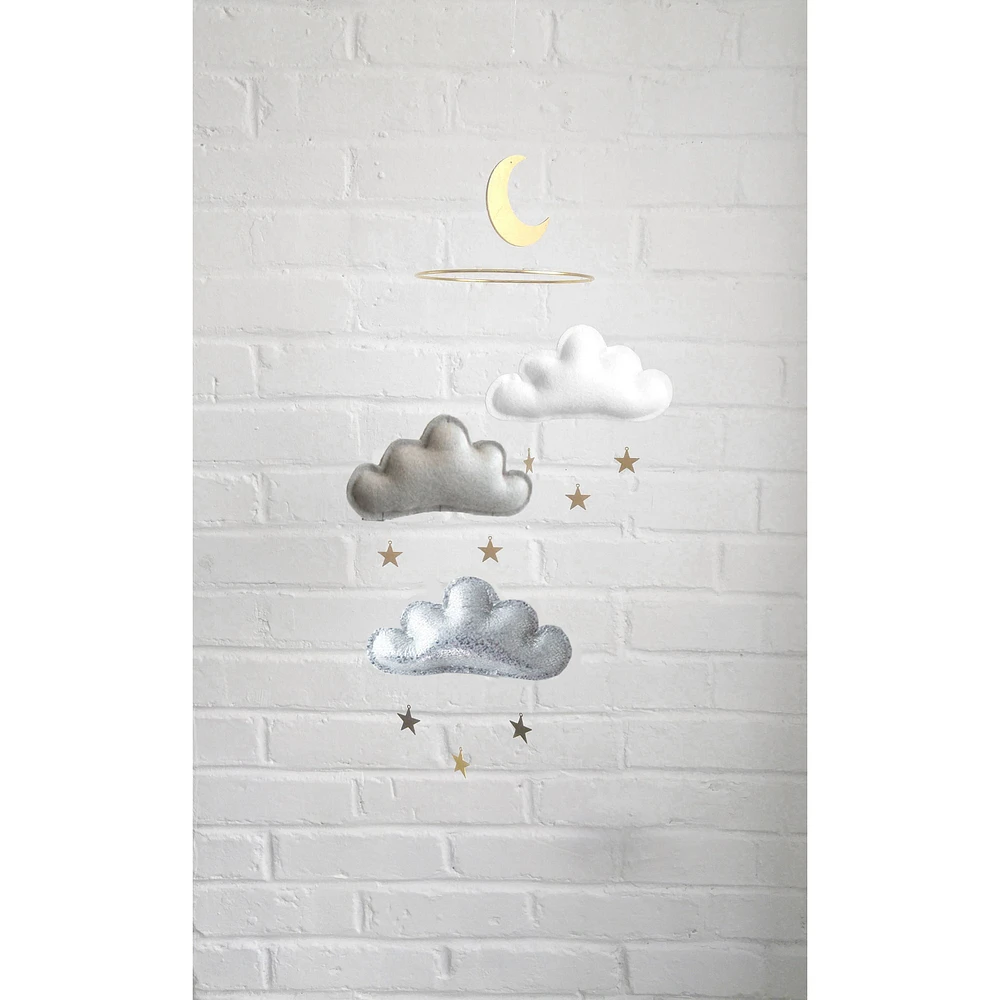 Cloud & Star Mobile - White, Grey & Silver