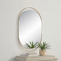 Ecru 40" Tall Pill Oval Mirror, Satin Brass