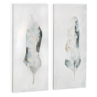 Ensemble de 2 toiles peintes à la main « Plume »