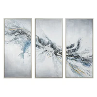 Ensemble de 3 toiles triptyques peintes à la main « Mystic Mistral »