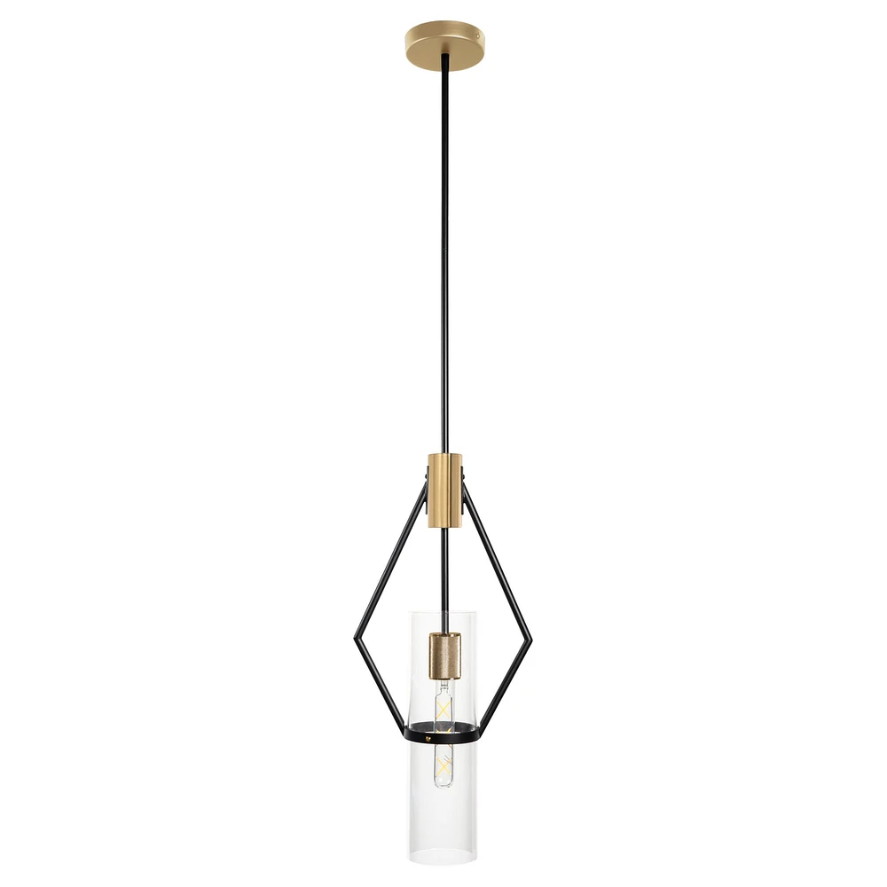 Everly Single Light Pendant Black and Brass