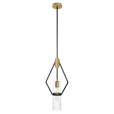 Everly Single Light Pendant Black and Brass