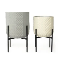 Ginkgo Metal Floor Planters Set of 2