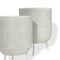 Set of 2 Blossom Metal Floor Planters