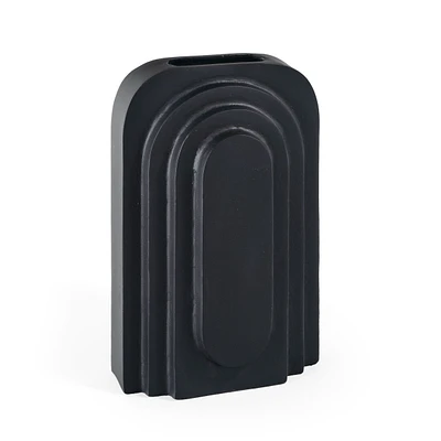 Calyx 12" Large Black Decorative Metal Table Vase