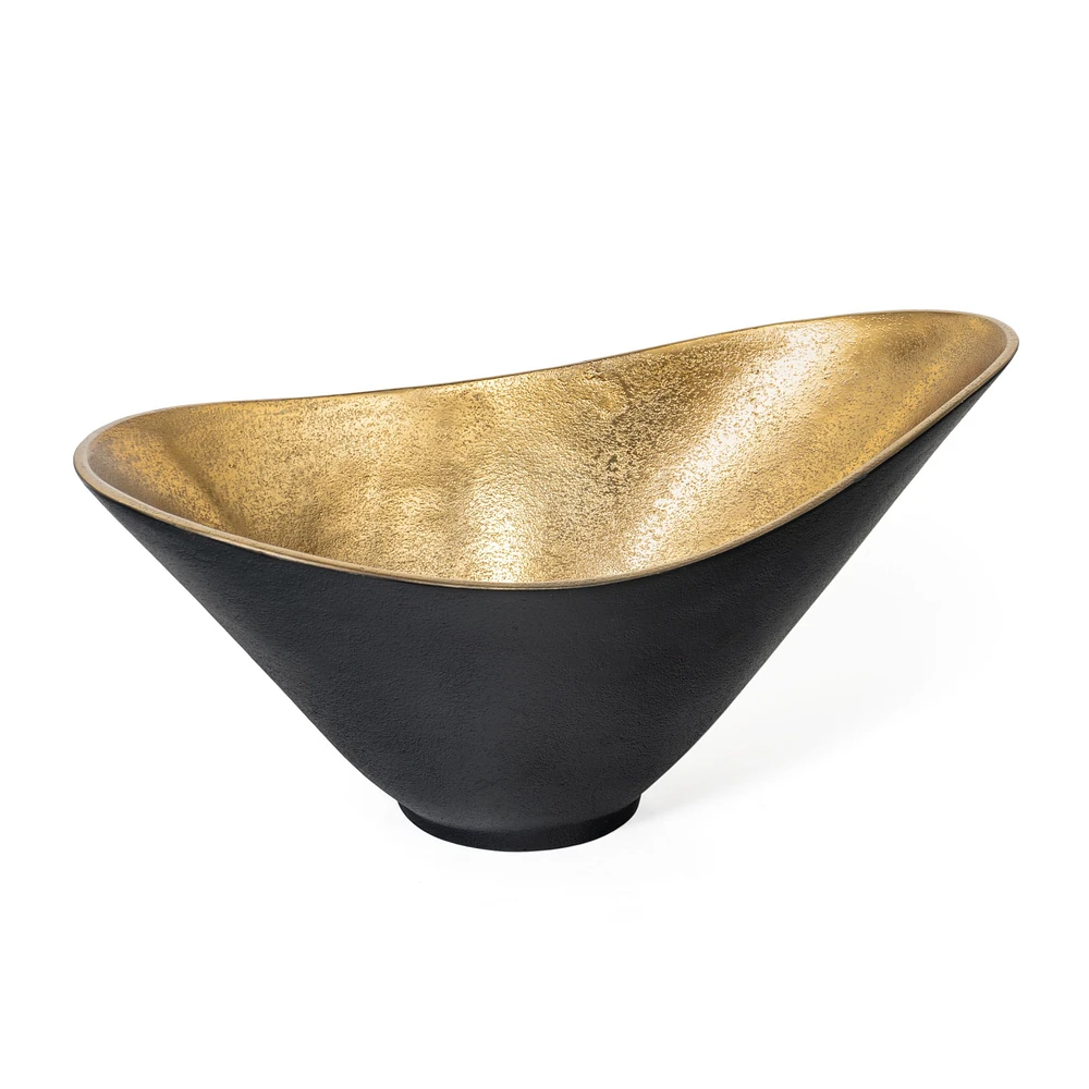 Lazaro Gold and Black Decorative Metal Large Bowl