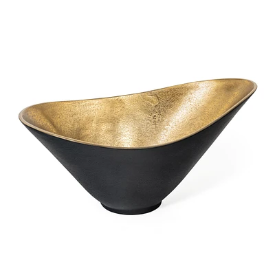 Lazaro Gold and Black Decorative Metal Large Bowl