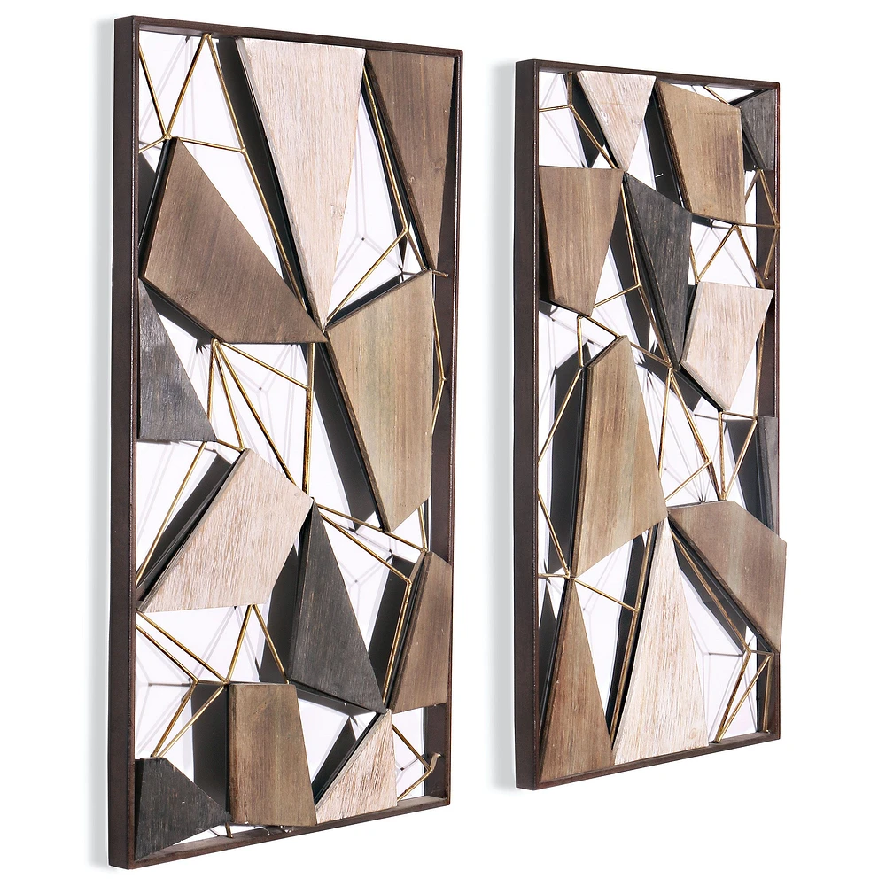 Set of 2 Lucian Metal and Wood Wall Décor Set