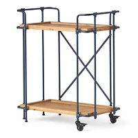 Industrial Rolling Bar Cart, 2-Tier