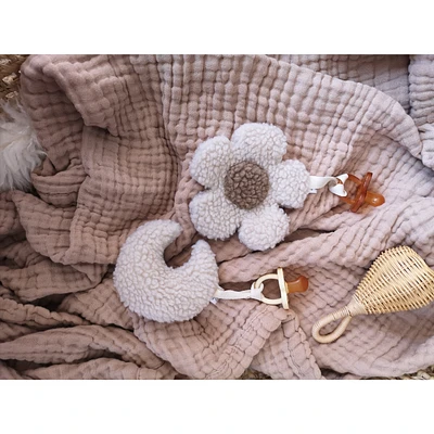 Daisy and Moon Pacifier Clips, Set of 2 - Beige