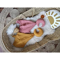 Baby Moon Security Blanket, Set of 2 - Pink & Mustard