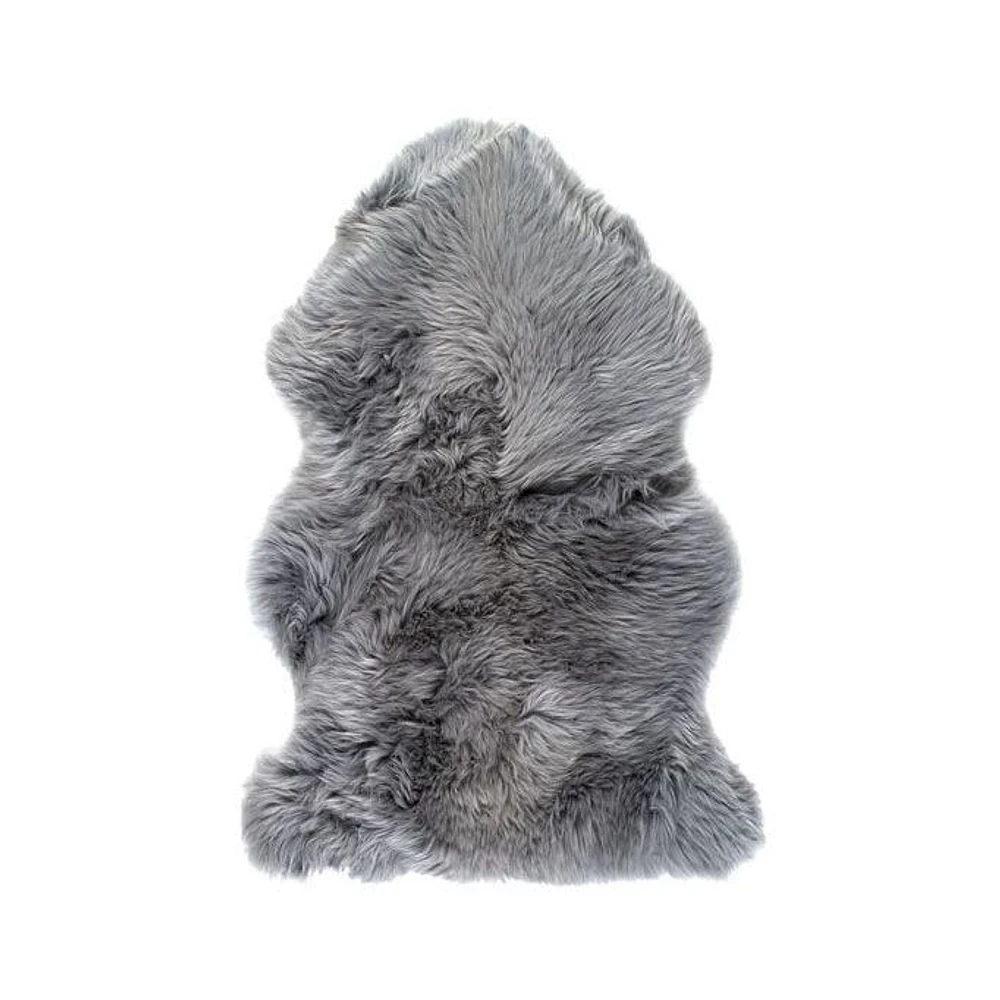 Tapis en peau de mouton gris de la Nouvelle-Zélande 2 x 3 pi