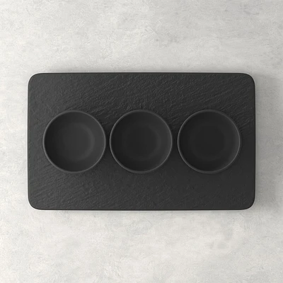 Manufacture Rock 3-Piece Dip Bowl and Tray by Villeroy & Boch