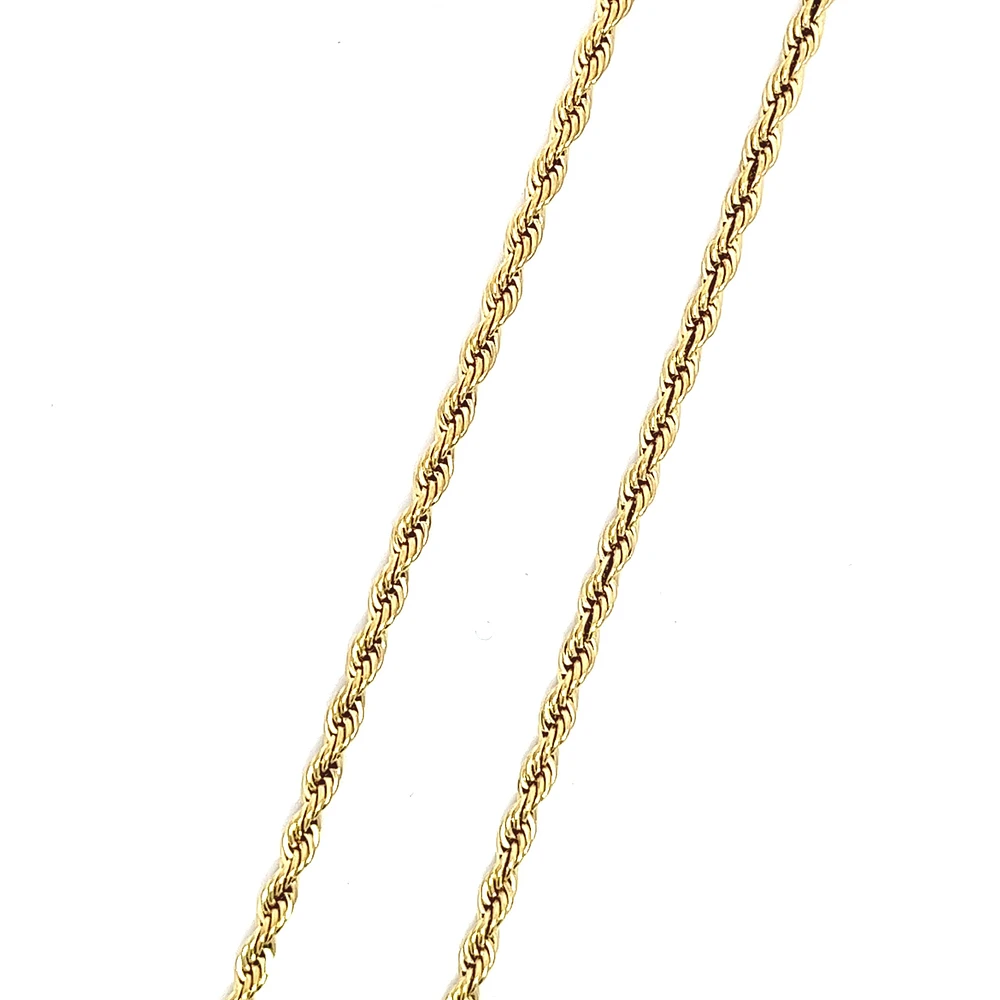 Luenzo 4mm Rope Chain 24" Necklace Gold Plated