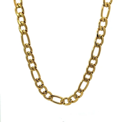 Luenzo 14K PVD Gold Plated Figaro Link 24'' Necklace