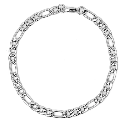 Luenzo Stainless Steel 5mm Figaro Link Bracelet