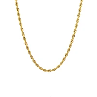 Luenzo 4mm Rope Chain 24" Necklace Gold Plated