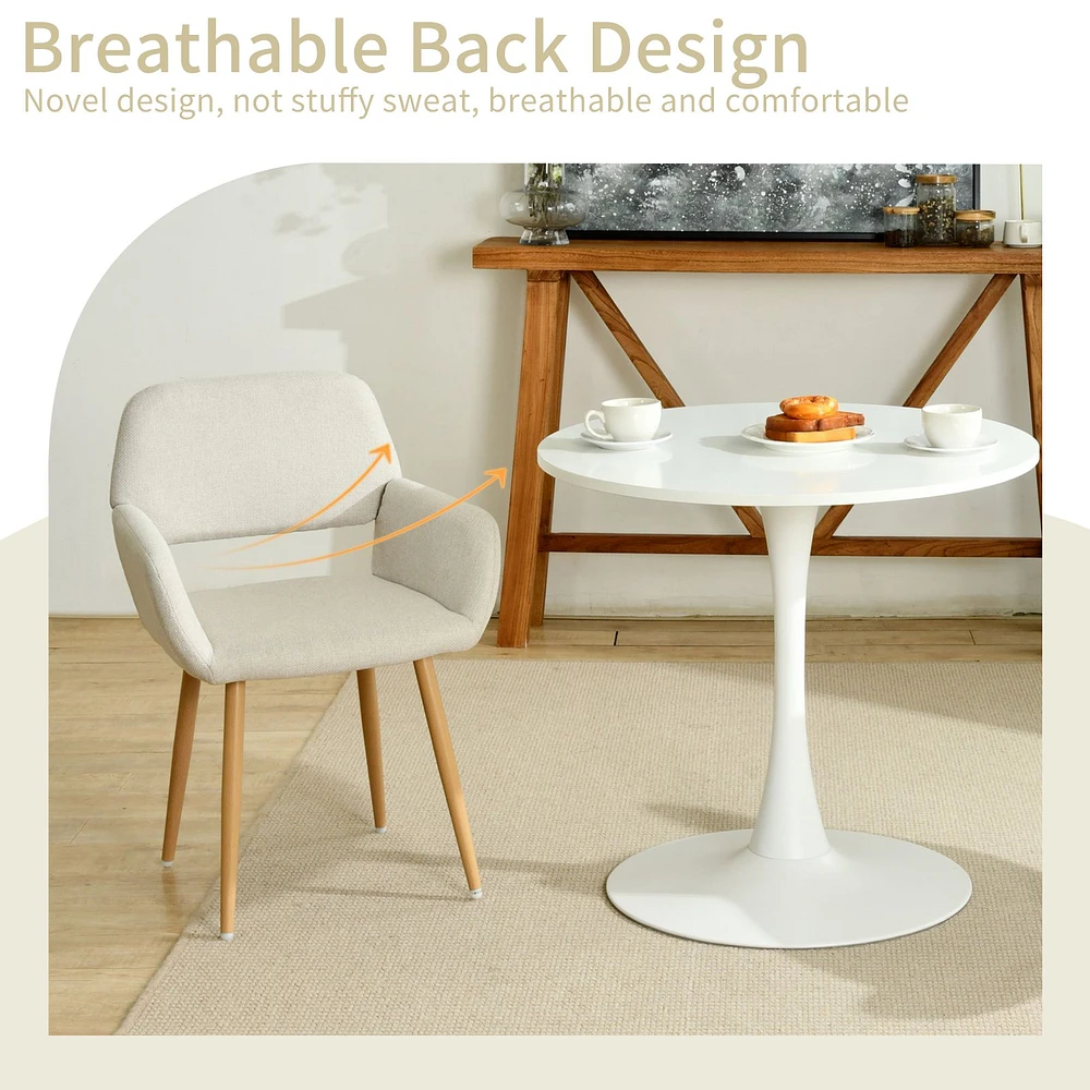 Set of 2 Beige Fabric Dining Chairs by Maison Classique