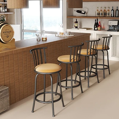 Adjustable Swivel Barstools, Set of 4 – Brown