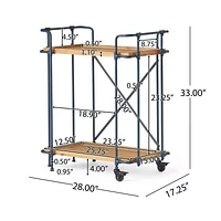Industrial Rolling Bar Cart, 2-Tier