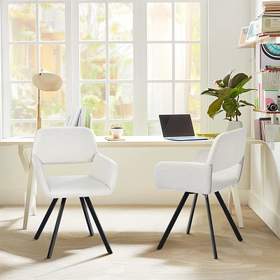 Set of 2 360°Swivel Beige Upholstered Dining Chairs by Maison Classique