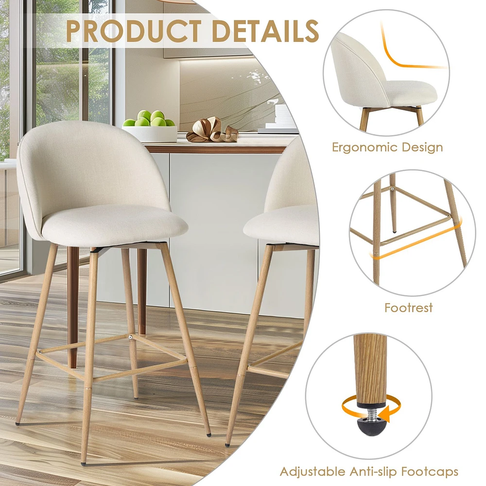Modern Fabric Counter Barstools, Set of 4 - Beige