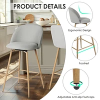Modern Fabric Counter Barstools, Set of 4 - Grey