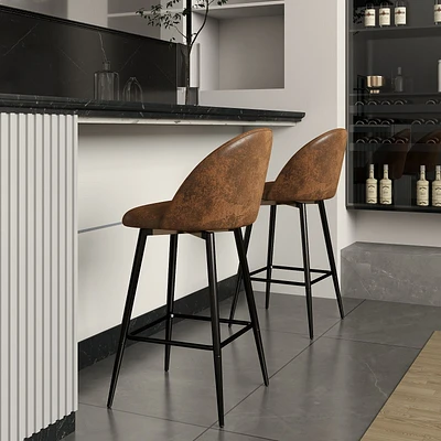 Set of 2 Swivel Suede 26.8" Counter Bar Stools by Maison Classique
