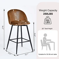 Set of 2 Swivel Suede 26.8" Counter Bar Stools by Maison Classique