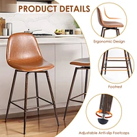 Set of 2 Cognac PU Swivel Counter Barstools by Maison Classique